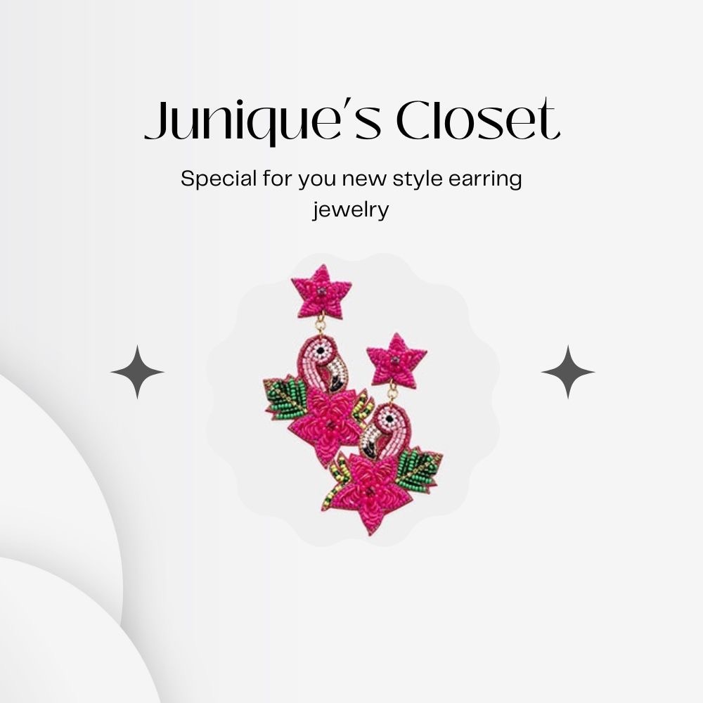 Felt back Beaded Flamingo Earring | Fashion Jewelry